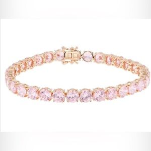 CZ 18k Rose Gold Over 925 Silver Tennis Bracelet-  37.47ctw. Sparkly & PINK